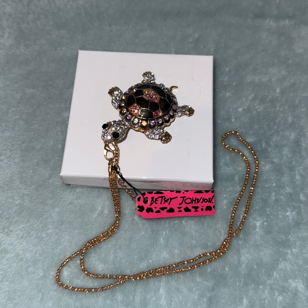Betsey Johnson Multicolor Turtle Pendant with Gold Chain